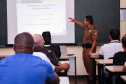 Policiais militares da reserva selecionados no Programa Escola Segura, do Governo do Estado, para atuar na segurança das escolas estaduais, iniciaram nesta quinta-feira (02) os cursos de treinamento e aperfeiçoamento. Eles foram selecionados em todas as fases do processo (previsto em edital), como saúde física e psicológica.Foto:Soldado Amanda Morais