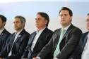 O governador Carlos Massa Ratinho Junior recebe o presidente Jair Bolsonaro e o presidente do Paraguai Mario Abdo Benítez para o lançamento da pedra fundamental da segunda ponte entre Brasil e Paraguai. Foto: Geraldo Bubniak/ANPr. Foz do Iguaçu, 10/05/2019.