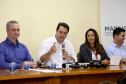 O governador Carlos Massa Ratinho Junior recebe a imprensa para entrevista coletiva, na Expoingá. Maringá,16/05/2019. FotoGilson Abreu/ANPr