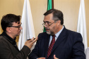 O governador Carlos Massa Ratinho Junior participa da abertura do XXXV Congresso Estadual de Secretários Municipais de Saúde do Paraná, no Centro Universitário da Fundação Assis Gurgacz (FAG)  em Cascavel nesta quinta-feira (23).   Cascavel, 23/05/2019 -  Foto: Geraldo Bubniak/ANPr