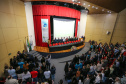 O governador Carlos Massa Ratinho Junior participa da abertura do XXXV Congresso Estadual de Secretários Municipais de Saúde do Paraná, no Centro Universitário da Fundação Assis Gurgacz (FAG)  em Cascavel nesta quinta-feira (23).   Cascavel, 23/05/2019 -  Foto: Geraldo Bubniak/ANPr