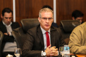 Governador Carlos Massa Ratinho Júnior, durante reunião com a equipe de governo. Na foto, o secretário da Comunicação e Cultura, Hudson José  - Curitiba, 29/05/2019 -Foto: Geraldo Bubniak/ANPr