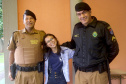  Presença policial transforma ambiente escolar e entorno em Foz do Iguaçu . Na foto, a estudante Marjane Dotto.Foto: Jaelson Lucas/AENPr