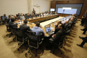 O governador Carlos Massa Ratinho Junior reuniu-se com representantes das Artes Marciais. Participaram: superintendente do Esporte, Hélio Wirbiski; deputado Alexandre Amaro; entre outros.Curitiba, 17-06-19.Foto: Arnaldo Alves / ANPr.