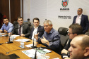 O governador Carlos Massa Ratinho Junior reuniu-se com representantes das Artes Marciais. Participaram: superintendente do Esporte, Hélio Wirbiski; deputado Alexandre Amaro; entre outros.Curitiba, 17-06-19.Foto: Arnaldo Alves / ANPr.
