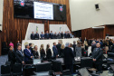 O governador Carlos Massa Ratinho Junior participa da entrega do título de Cidadão Honorário do Paraná ao senador Oriovisto Guimarães, na Assembleia Legislativa do Paraná Curitiba, 17/06/2019 -Foto: Geraldo Bubniak/ANPr