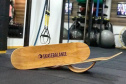 Instrutores de Pilates, fisioterapeutas e personal trainers estão utilizando um novo equipamento para tratar pacientes lesionados e propor exercícios de equilíbrio e concentração. Trata-se de uma prancha de equilíbrio criada pelo empresário curitibano André Guetter Camargo, que a desenvolveu com o apoio do Instituto de Tecnologia do Paraná (Tecpar). Foto: Divulgação Skatebalance 