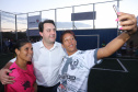 Londrina, no Norte do Paraná, ganhou uma unidade do projeto Arena Multiuso, espaço para atividades esportivas e de recreação, implantado pelo Governo do Estado, em parceria com o município. Instalada no conjunto residencial Vista Bela, a unidade foi entregue à comunidade pelo governador Carlos Massa Ratinho Junior, nesta quinta-feira (20). - Londrina, 20/06/2019 - Foto: Rodrigo Félix Leal/ANPr
