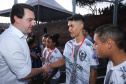 Londrina, no Norte do Paraná, ganhou uma unidade do projeto Arena Multiuso, espaço para atividades esportivas e de recreação, implantado pelo Governo do Estado, em parceria com o município. Instalada no conjunto residencial Vista Bela, a unidade foi entregue à comunidade pelo governador Carlos Massa Ratinho Junior, nesta quinta-feira (20). - Londrina, 20/06/2019 - Foto: Rodrigo Félix Leal/ANPr