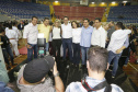 O governador Carlos Massa Ratinho Junior lançou nesta quinta-feira (20), no Ginásio Moringão, em Londrina, o Japs Combate, espécie de Jogos Abertos do Paraná voltado apenas para as lutas.  -  Londrina, 20/06/2019  -  Foto: Arnaldo Alves/ANPr