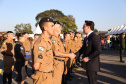 O governador Carlos Massa Ratinho Junior e o presidente em exercício Hamilton Mourão receberam nesta sexta-feira (28) a medalha Heróis da Cavalaria, da Polícia Montada Coronel Dulcídio. A condecoração foi entregue na cerimônia, em Curitiba, que comemora os 140 anos do regimento, que é a unidade mais antiga da Polícia Militar do Paraná. - Curitiba, 28/06/2019 - Foto: José Fernando Ogura/ANPr