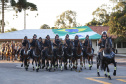O governador Carlos Massa Ratinho Junior e o presidente em exercício Hamilton Mourão receberam nesta sexta-feira (28) a medalha Heróis da Cavalaria, da Polícia Montada Coronel Dulcídio. A condecoração foi entregue na cerimônia, em Curitiba, que comemora os 140 anos do regimento, que é a unidade mais antiga da Polícia Militar do Paraná. - Curitiba, 28/06/2019 - Foto: José Fernando Ogura/ANPr