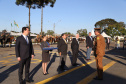 O governador Carlos Massa Ratinho Junior e o presidente em exercício Hamilton Mourão receberam nesta sexta-feira (28) a medalha Heróis da Cavalaria, da Polícia Montada Coronel Dulcídio. A condecoração foi entregue na cerimônia, em Curitiba, que comemora os 140 anos do regimento, que é a unidade mais antiga da Polícia Militar do Paraná. - Curitiba, 28/06/2019 - Foto: José Fernando Ogura/ANPr