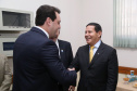 O governador Carlos Massa Ratinho Junior e o presidente em exercício Hamilton Mourão receberam nesta sexta-feira (28) a medalha Heróis da Cavalaria, da Polícia Montada Coronel Dulcídio. A condecoração foi entregue na cerimônia, em Curitiba, que comemora os 140 anos do regimento, que é a unidade mais antiga da Polícia Militar do Paraná. - Curitiba, 28/06/2019 - Foto: José Fernando Ogura/ANPr