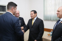 O governador Carlos Massa Ratinho Junior e o presidente em exercício Hamilton Mourão receberam nesta sexta-feira (28) a medalha Heróis da Cavalaria, da Polícia Montada Coronel Dulcídio. A condecoração foi entregue na cerimônia, em Curitiba, que comemora os 140 anos do regimento, que é a unidade mais antiga da Polícia Militar do Paraná. - Curitiba, 28/06/2019 - Foto: José Fernando Ogura/ANPr