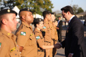 O governador Carlos Massa Ratinho Junior e o presidente em exercício Hamilton Mourão receberam nesta sexta-feira (28) a medalha Heróis da Cavalaria, da Polícia Montada Coronel Dulcídio. A condecoração foi entregue na cerimônia, em Curitiba, que comemora os 140 anos do regimento, que é a unidade mais antiga da Polícia Militar do Paraná. - Curitiba, 28/06/2019 - Foto: José Fernando Ogura/ANPr