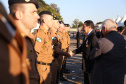 O governador Carlos Massa Ratinho Junior e o presidente em exercício Hamilton Mourão receberam nesta sexta-feira (28) a medalha Heróis da Cavalaria, da Polícia Montada Coronel Dulcídio. A condecoração foi entregue na cerimônia, em Curitiba, que comemora os 140 anos do regimento, que é a unidade mais antiga da Polícia Militar do Paraná. - Curitiba, 28/06/2019 - Foto: José Fernando Ogura/ANPr