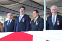 O governador Carlos Massa Ratinho Junior e o presidente em exercício Hamilton Mourão receberam nesta sexta-feira (28) a medalha Heróis da Cavalaria, da Polícia Montada Coronel Dulcídio. A condecoração foi entregue na cerimônia, em Curitiba, que comemora os 140 anos do regimento, que é a unidade mais antiga da Polícia Militar do Paraná. - Curitiba, 28/06/2019 - Foto: José Fernando Ogura/ANPr