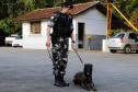 A soldado Angélica Aparecida Chuede é a primeira mulher a fazer parte da Companhia de Operações com Cães (COC) do Batalhão de Operações Especiais (BOPE), em 47 anos de criação da subunidade. A inclusão da militar estadual aconteceu com a formatura dela no Curso de Cinotecnia na última semana, que fez todas as etapas com seu cão Hunter.  -  Curitiba, 04/07/2019  =-  Foto: Soldado Amanda Morais