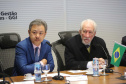 O vice-governador Darci Piana, recebe delegação chinesa, no Palácio Iguaçu. Participaram: Ceo da CCCC Chang Youngbu; presidente da CCCC no Brasil, Lin Li; presidente da Concremat, Mauro Viegas Neto; presidente da SDC do Brasil, Luo Jung; secretário de Infraestrutura e Logística, Sandro Alex; presidente da Paraná Desenvolvimento, Eduardo Bekin e o superintendente dos Portos do Paraná, Luiz Fernando Garcia.Curitiba, 08-07-19.Foto: Arnaldo Alves / ANPr.