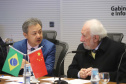 O vice-governador Darci Piana, recebe delegação chinesa, no Palácio Iguaçu. Participaram: Ceo da CCCC Chang Youngbu; presidente da CCCC no Brasil, Lin Li; presidente da Concremat, Mauro Viegas Neto; presidente da SDC do Brasil, Luo Jung; secretário de Infraestrutura e Logística, Sandro Alex; presidente da Paraná Desenvolvimento, Eduardo Bekin e o superintendente dos Portos do Paraná, Luiz Fernando Garcia.Curitiba, 08-07-19.Foto: Arnaldo Alves / ANPr.
