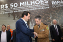 O governador Carlos Massa Ratinho Junior assina promoções e progressões das Forças de Segurança Pública. Foto: Jaelson Lucas/ANPr