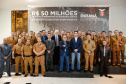 O governador Carlos Massa Ratinho Junior autorizou 1.582 promoções e progressões de servidores Segurança Pública do Paraná. Em solenidade realizada nesta quarta-feira (24), no Palácio Iguaçu, Ratinho Junior assinou despacho governamental de promoção de 75 oficiais e praças da Polícia Militar e Corpo de Bombeiros. Foto: Rodrigo Felix Leal/ANPr