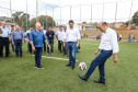 O governador Carlos Massa Ratinho Junior inaugurou nesta sexta-feira (26) em Ivaiporã, no Vale do Ivaí, a unidade do projeto Meu Campinho implantada no município. Ivaiporã, 26/07/2019 -Foto: Geraldo Bubniak/ANPr
