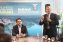 O governador Carlos Massa Ratinho Junior e o diretor-presidente da Itaipu, general Joaquim Silva e Luna, assinaram nesta quinta-feira (01), convênio para dar início à construção da segunda ponte ligando o Brasil ao Paraguai, em Foz do Iguaçu.Curitiba, 01-08-19.Foto: Arnaldo Alves / ANPr.
