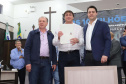 O governador Carlos Massa Ratinho Junior participa nesta sexta-feira (09), em na câmara de Toledo, a liberação de recursos para municípios da região Oeste. Participaram: prefeito de Toledo, Lucio De Marchi; secretário Chefe da Casa Civil, Guto Silva; de Desenvolvimento Urbano, João Carlos Ortega; do Planejamento, Valdemar Jorge e da Infraestrutura e Logística, Sandro Alex; deputados e demais autoridades.Toledo, 09-08-19.Foto: Arnaldo Alves / ANPr.