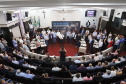 O governador Carlos Massa Ratinho Junior participa nesta sexta-feira (09), em na câmara de Toledo, a liberação de recursos para municípios da região Oeste. Participaram: prefeito de Toledo, Lucio De Marchi; secretário Chefe da Casa Civil, Guto Silva; de Desenvolvimento Urbano, João Carlos Ortega; do Planejamento, Valdemar Jorge e da Infraestrutura e Logística, Sandro Alex; deputados e demais autoridades.Toledo, 09-08-19.Foto: Arnaldo Alves / ANPr.