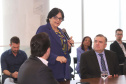 O governador Carlos Massa Ratinho Junior, o secretário da Justiça, Família e Trabalho, Ney Leprevost, e a ministra da Mulher, da Família e dos Direitos Humanos, Damares Alves, assinaram nessa segunda-feira (12), no Palácio Iguaçu, dois protocolos de intenções que visam fortalecer as ações em defesa da mulher e de crianças e adolescentes.Curitiba, 12-08-19.Foto: Arnaldo Alves / ANPr.