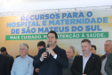 O governador Carlos Massa Ratinho Junior autorizou nesta quinta-feira (22) o início de obras de uma nova unidade do Hospital e Maternidade Dr. Paulo Fortes, em São Mateus do Sul. Presentes na solenidade: prefeito de São Mateus do Sul, Luiz Adyr Gonsalves Pereira; os secretários: da Saúde, Beto Preto; de Infraestrutura e Logística, Sandro Alex; deputados: Alexandre Curi; Hussein Bakri; Emerson Bacil; entre outros.São Mateus do Sul, 22-08-19.Foto: Arnaldo Alves / ANPr.