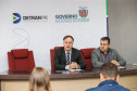 O diretor-geral do Departamento de Trânsito do Paraná (Detran-PR), Cesar Kogut e o diretor administrativo financeiro, coronel Carneiro em coletiva de imprensa para anunciar o novo valor do Registro de Contrato de Financiamento.    27/08/2019 -  Foto: Geraldo Bubniak/AEN
