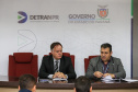 O diretor-geral do Departamento de Trânsito do Paraná (Detran-PR), Cesar Kogut e o diretor administrativo financeiro, coronel Carneiro em coletiva de imprensa para anunciar o novo valor do Registro de Contrato de Financiamento.    27/08/2019 -  Foto: Geraldo Bubniak/AEN