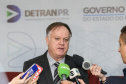 O diretor-geral do Departamento de Trânsito do Paraná (Detran-PR), Cesar Kogut e o diretor administrativo financeiro, coronel Carneiro em coletiva de imprensa para anunciar o novo valor do Registro de Contrato de Financiamento.    27/08/2019 -  Foto: Geraldo Bubniak/AEN