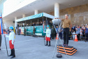 Solenidade de abertura das comemorações da Semana da Pátria 2019. O evento ocorreu no estacionamento do Palácio Iguaçu, em Curitiba, com a participação do governador Carlos Massa Ratinho Junior e comandantes das Forças Armadas, da Polícia Militar do Paraná e da Liga de Defesa Nacional.Foto:  Valdelino Pontes