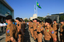 Solenidade de abertura das comemorações da Semana da Pátria 2019. O evento ocorreu no estacionamento do Palácio Iguaçu, em Curitiba, com a participação do governador Carlos Massa Ratinho Junior e comandantes das Forças Armadas, da Polícia Militar do Paraná e da Liga de Defesa Nacional.Foto:  Valdelino Pontes