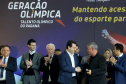 O governador Carlos Massa Ratinho Junior anunciou nesta segunda-feira (02), no Palácio Iguaçu, a nova fase do programa de apoio à formação de atletas olímpicos. Patrocinado pela Copel, o ?Geração Olímpica? é o maior programa de bolsa-atleta do País. Curitiba,02/09/2019 Foto:Jaelson Lucas /AEN