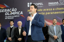 O governador Carlos Massa Ratinho Junior anunciou nesta segunda-feira (02), no Palácio Iguaçu, a nova fase do programa de apoio à formação de atletas olímpicos. Patrocinado pela Copel, o ?Geração Olímpica? é o maior programa de bolsa-atleta do País. Curitiba,02/09/2019 Foto:Jaelson Lucas /AEN