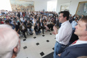 O governador Carlos Massa Ratinho Junior anunciou nesta segunda-feira (9) a expansão do programa que viabiliza instalação de caixas d'água em casas de famílias em situação de vulnerabilidade social. Participaram: secretários da Justiça, Família e Trabalho, Ney Leprevost; da Saúde, Beto Preto; presidente da Sanepar, Claudio Stabile; deputados estaduais; prefeitos; entre outras autoridades.Curitiba, 09-09-19.Foto: Arnaldo Alves / AEN.