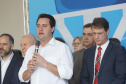 O governador Carlos Massa Ratinho Junior anunciou nesta segunda-feira (9) a expansão do programa que viabiliza instalação de caixas d'água em casas de famílias em situação de vulnerabilidade social. Participaram: secretários da Justiça, Família e Trabalho, Ney Leprevost; da Saúde, Beto Preto; presidente da Sanepar, Claudio Stabile; deputados estaduais; prefeitos; entre outras autoridades.Curitiba, 09-09-19.Foto: Arnaldo Alves / AEN.