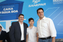 O governador Carlos Massa Ratinho Junior anunciou nesta segunda-feira (9) a expansão do programa que viabiliza instalação de caixas d'água em casas de famílias em situação de vulnerabilidade social. Participaram: secretários da Justiça, Família e Trabalho, Ney Leprevost; da Saúde, Beto Preto; presidente da Sanepar, Claudio Stabile; deputados estaduais; prefeitos; entre outras autoridades.Curitiba, 09-09-19.Foto: Arnaldo Alves / AEN.