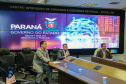 Coletiva de imprensa do secretário da Segurança Pública, coronel Rômulo Marinho Soares, acompanhado do Delegado Geral Adjunto Riad Braga Farhat  e do delegado Marcos Fernando da Silva Fontes, sobre a integração da base de dados entre Paraná, São Paulo e Brasília que permitiu a identificação de uma pessoa suspeita da morte da menina Raquel Genofre,  nesta quinta-feira (19). Curitiba, 19/04/2019 - Foto: Geraldo Bubniak/AEN