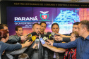 Coletiva de imprensa do secretário da Segurança Pública, coronel Rômulo Marinho Soares sobre a integração da base de dados entre Paraná, São Paulo e Brasília que permitiu a identificação de uma pessoa suspeita da morte da menina Raquel Genofre,  nesta quinta-feira (19). Na foto, entrevista do Delegado Geral Adjunto Riad Braga Farhat.  Curitiba, 19/04/2019 - Foto: Geraldo Bubniak/AEN