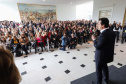 O governador Carlos Massa Ratinho Junior apresentou nesta terça-feira (24), no Palácio Iguaçu, em Curitiba, o Programa Banco da Mulher Paranaense. Participaram: vice-governador, Darci Piana; secretários:da Fazenda, Renê Garcia Junior; Chefe da Casa Civil, Guto Silva; presidente da Fomento Paraná, Heraldo Alves das Neves; deputados; entre outros.Curitiba, 24-09-19.Foto: Arnaldo Alves / AEN.