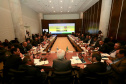 O vice-governador Darci Piana, durante reunião ordinária do Conselho Nacional dos Secretários de Estado da Justiça, da Cidadania, Direitos Humanos e Administração Penitenciária (Consej), no Gabinete de Gestão e Informações (GGI), no Palácio Iguaçu.
Foto: Camila Tonetti/Vice-givernadoria