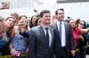 O governador Carlos Massa Ratinho Junior e o ministro da Justiça e Segurança Pública, Sergio Moro,  durante reunião com o prefeito de São José dos Pinhais, Toninho Fenelon, e os comandos das equipes de segurança da União, estados e município que atuam em conjunto no projeto-piloto iniciado pelo Ministério em 30 de agosto. 