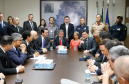 O governador Carlos Massa Ratinho Junior e o ministro da Justiça e Segurança Pública, Sergio Moro,  durante reunião com o prefeito de São José dos Pinhais, Toninho Fenelon, e os comandos das equipes de segurança da União, estados e município que atuam em conjunto no projeto-piloto iniciado pelo Ministério em 30 de agosto. 