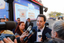 O governador Carlos Massa Ratinho Junior lança nesta quarta-feira (09) o projeto Cinema na Praça, que beneficiará cidades com até dez mil habitantes que não têm cinemas de rua ou em centros comerciais, no Palácio Iguaçu, em Curitiba. 09/10/2019